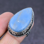 Natural Angelite Stone Gemstone Handmade 925 Sterling Silver Ring Size 8 o3r31