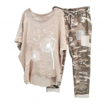 2 tk/komplekt Naiste &uuml;laosa p&uuml;kste komplekt &Uuml;markaelusega, lilledega kamuflaažitr&uuml;kiga Ebaregulaarne all&auml;&auml;r L&uuml;hikesed varrukad lahtised pingutusn&ouml;&ouml;rid elastsed L