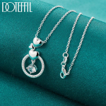 925 h&otilde;bedast &uuml;mmargune tsirkoon s&uuml;damekujulise ripatsiga kaelakeega, pulmaehted 45cm