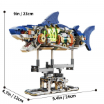 Ehituskomplekt Shark, ehitusklotside komplekt Shark Sea Life koos vitriinide ja tuledega, plokkkingitus lastele ja t&auml;iskasvanutele 687 tk