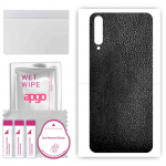 apgo Protective Skin Sticker for the back compatible with Honor 30i, Wrap Film, Foil, Vinyl - Pattern Black Leather