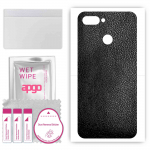 apgo Protective Skin Sticker for the back compatible with Oppo A11k, Wrap Film, Foil, Vinyl - Pattern Black Leather