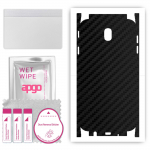 apgo Protective Skin Sticker for the back+sides compatible with Samsung Galaxy J7 (2017), Full Wrap Film, Foil, Vinyl - Pattern Carbon Black