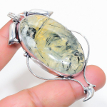 Natural Prehnite Gemstone Handmade 925 Sterling Silver Pendant 2.99 q8w63