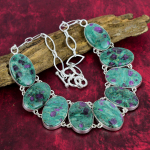 Rubiinfuchsiidi kaelakee, naturaalsest v&auml;&auml;riskivist 925 t&auml;ish&otilde;bedast kaelakee, k&auml;sitsi valmistatud ehted, s&uuml;nnip&auml;eva- ja aastap&auml;evakingitus Adjustable with 18 inches roheline