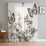 Liblikad L&auml;bipaistvad kardinad elutuppa L&auml;bipaistvad t&uuml;llaknat&ouml;&ouml;tlused Magamistoa K&ouml;&ouml;k Kodusisustus Loorikardinad 135W x 114H(cm)