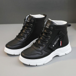 W2556 New Pure Color Women's Shoes  Autumn Korean Style Breathable Increased Platform Sports Casual Shoes Board Shoes Mid-Top 35