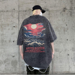 100% puuvillahappega pestud vintage l&uuml;hikeste varrukatega T-s&auml;rk T&auml;navar&otilde;ivad HipHop Harajuku Suured T-s&auml;rgid S must