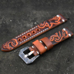 Kellarihm 20 mm 22 mm vintage nahast nikerdatud reljeefsed kellarihmad Panerai kellarihma jaoks koos nikerdatud pandlaga graveeritud lukuga 20mm oranž