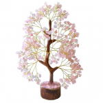 Roosa kvarts puu looduslik v&auml;&auml;riskivi Elupuu armastuse harmoonia boonuskristallripats, kuldne traat 300 helmest