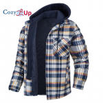 Cozy Up Meeste puuvillane ruuduline pikkade varrukatega s&auml;rgid Jope Fliisvoodriga flanells&auml;rgid Sherpa n&ouml;&ouml;biga mantel kapuutsiga 5XL oranž