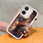 Pehme silikoonist ruudukujulise redeli mustriga telefoni&uuml;mbris, t&auml;ielikult kattev, kaamera p&otilde;rutuskindel kaitse, kummist &uuml;mbris Vivole Vivo V25 5G valge