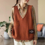 Naistele m&otilde;eldud vintage l&uuml;hike kootud vest kevadel ja s&uuml;gisel, lahtise vesti ja l&uuml;hikese topiga One Size khaki