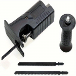 Kolbsaeadapter, ABS+kiirteas, kaasaskantav elektriline tikksaag puidu metalli l&otilde;ikamiseks, akuadapteri komplektiga puurit&ouml;&ouml;riist must