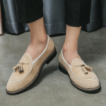 Mehed Klassikaline Retro Loafer vabaaja t&auml;navastiilis beež seemisnahast kingad &auml;rilised pidulikud kingad mustad kleit kingad suured EU: 38 must