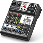 Professionaalne helimikser, heliplaadi konsoolis&uuml;steemi liides 4 kanaliga digitaalne USB Bluetooth MP3 arvutistereo DJ stuudio voogesitus FX 16-bitine DSP