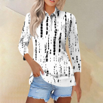 Naiste moodne vabaaja rev&auml;&auml;riga 3/4 varrukaga tr&uuml;kitud s&auml;rk L sinine