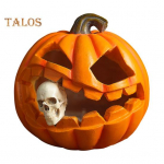 Halloweeni k&otilde;rvitsas&ouml;&ouml;mise pealuu kujuke koos tuledega &Otilde;udne valgusega k&otilde;rvitsapea vaigukuju skulptuur kodukontori t&ouml;&ouml;laua kaunistus pumpkin