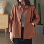 Hooajakunst Retro Lihtne Twill &Uuml;herealine Taskuga &Uuml;herealine Lahtine Vabaaja Naiste S&auml;rgi Mantel Kevad S&uuml;gis M punane