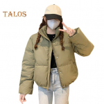 Naiste talvine puuvillane mantel taskutega, p&uuml;kskraega, pikkade varrukatega, &uuml;hev&auml;rviline, kerge, paksendatud ja soe &uuml;ler&otilde;ivas M must