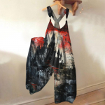 Laia s&auml;&auml;rega kombinesoonid naistele Vabaaja vabad varrukateta kombinesoonid Retro Halloweeni printimisega metallist n&ouml;&ouml;biga pikad p&uuml;ksid taskutega kombinesoonid XXXL veini