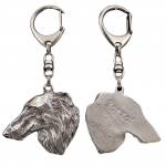 Borzoi, Russian Hunting Sighthound, Russian Wolfhound - Silver-plated key ring with dog, handbag decoration, backpack pendant by Art-Dog brand