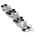 Mother Of Pearl, Spinel Gemstone Handmade 925 Sterling Silver Bracelet 7-8 f4a63