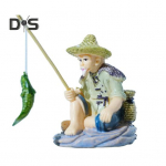 Akvaarium istuv kalastav kujuke Liivakivi Kaluri kuju Miniatuurne maastik Vintage Zen-kaunistus akvaariumi poti aia jaoks Kodu akvaarium mitmev&auml;rviline