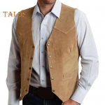 Meeste vest mantel kraeta V-kaelusega varrukateta &uuml;herealine &uuml;hev&auml;rviline taskutega vest Old West Style vest Ametlik &auml;rikost&uuml;&uuml;m jakk M khaki