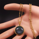 Roheline opaal roostevabast terasest v&otilde;lu kaelakee naistele, kuldset v&auml;rvi, v&auml;ikeste ripatsitega kaelakeed, ehted, roostevabast terasest kett Nsg1s04