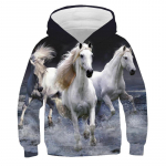 Running Horse Print Hoodies Pusad S&uuml;gisfliisist Pullover Poistele T&uuml;drukutele Spordidress y2k Sudadera White Horse Hoodie Lasteriided 140