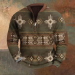 Meeste Retro Casual gradienttr&uuml;kiga kampsun L armee roheline v&auml;rv