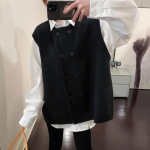 Suure suurusega lihav Mm 100kg varrukateta kootud vest naistele kevaddisainiga Sense Korea versioon lahtise kihilise kootud trend L Recommendation [100-60kg]