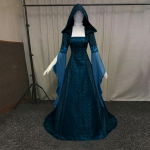 Naiste moodne pikkade varrukatega kapuutsiga gooti kleit, p&otilde;randa pikkune Cosplay kleit XL