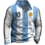 Noorte pluss suuruses meeste jalgpallipusa Argentina lipu tr&uuml;kiga valmis pusa 2XL