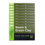 Ustraa Neem & Green Clay Soap For Men - 100 gm - Pack of 8 | Detox & Oil Control | Cleansing with Lasting Fragrance | For All Skin Types
