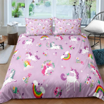 Unicorn King Queen tekikott Multifilm Animal Rainbow Universe voodipesukomplekt lastele teismelistele Kosmiline t&auml;histaevas pol&uuml;estrist tekikate 70x133cm 2pcs