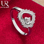 925 Sterling h&otilde;be AAA tsirkoonist s&uuml;damekujuline s&otilde;rmus Moodsad pulmaehted 7#