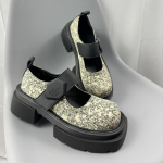 Platvorm Loafers Naiste uued tikitud tr&uuml;kitud takjakingad madala l&otilde;ikega nahast kingad 35