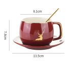 P&otilde;hjamaade stiilis kullav&auml;rviga v&auml;rvitud kohvitass ja taldrik, kaheosaline hirvekeraamilise tassi komplekt veetass p&auml;rastl&otilde;unatee piimatass