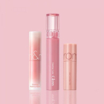 Rom& 3 piece set Glasting Color Gloss 4g+Glasting Melting Balm 3.5g+Mini Juicy Lasting Tint 2g, 02 Naughty Veig_03 Sorbet Balm, 1 piece pink