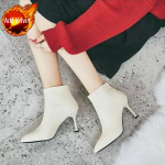 Jalatsid V&auml;ga k&otilde;rge kontsaga saapad Seksikad l&uuml;hikesed kingad naistele Nahast naiste poolsaapad terava ninaga kontsaga mood 2024 soodusm&uuml;&uuml;k Y2k 34