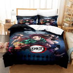 Moodne Anime Demon Slayer Voodipesu Komplekt &Uuml;he Twin T&auml;is Queen King Suuruses Voodikomplekt T&auml;iskasvanud Laste Magamistuba Tekikott Komplekt Kodutekstiilid 70x133cm 2pcs