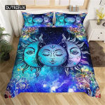 Tekikate Kollane P&auml;ike ja Kuu P&auml;evalill Tekikate Vintage India Boho Lilleline Voodipesu V&auml;rviline Mandala H&otilde;im Bohoolane Stiil EU single(135x200cm)