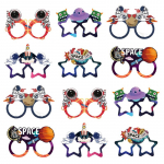 12pcs Universe Outer Space Astronaut Rocket Galaxy Theme Paper Glasses Frames photo props Boy Birthday Party Decorations Gift
