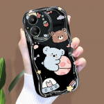 Armas koomiksimustriga kreemja tekstuuriga korpus, lainelise servaga pehme silikoonkaanega telefoni&uuml;mbris Xiaomi Redmi jaoks Redmi 13C 5G must