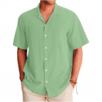 S&auml;rk Meestele, Meeste Vintage Button Down Bowlingus&auml;rgid L&uuml;hikeste varrukatega suvine rannas&auml;rk XXXXL