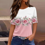 Naiste T-s&auml;rgid, plisseeritud &uuml;markaelus, kleit, vabaaja pluusid, tr&uuml;kiga l&uuml;hikeste varrukatega suvised topid. L