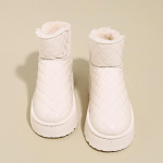 S&uuml;gis- ja talvised paksu tallaga lumesaapad naistele integreeritud karusnahaga veekindla ja pl&uuml;&uuml;sist paksendatud sooja nahapinnaga ja puuvillased kingad 40 valge