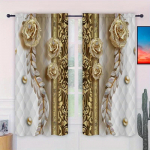 2 tk 3D kolmem&otilde;&otilde;tmelise lillemustriga kardinad elutuppa &ouml;&ouml;sidega &uuml;laosaga aknakatete komplekt t&ouml;&ouml;tuppa ja kodukaunistuseks W70H185(CM)x2PCS&Grommet Top